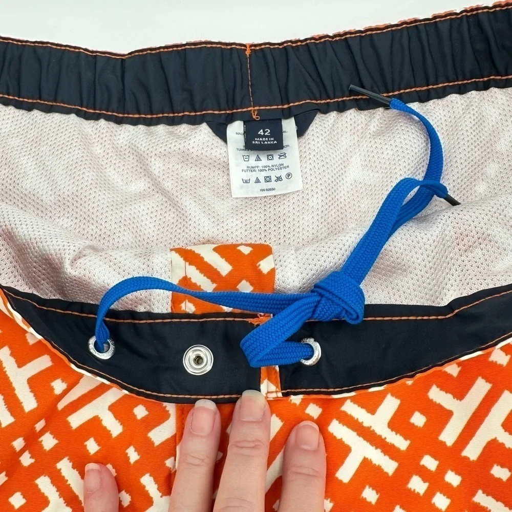 Lands’ End Men’s Stylish Orange Swim Shorts New Lined w/Pockets Swim Size 42